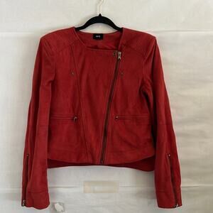 Fate Faux Suede Moto Jacket Women’s Size S Rust Asymmetric Zip Boho Chic